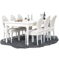 Ebuy24 Mozart eethoek 100x180/280 cm incl. 2 verlengbladen antiek wit met 6 Rococo stoelen antiek wit/beige.