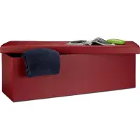 Relaxdays zitbank met opbergruimte - deksel - opvouwbaar - 38 x 114 x 38 cm - halbank - donkerrood