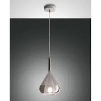 FABAS LUCE Glazen hanglamp Lila, dimbaar, alu / grijs / zink, Woon-/ Eetkamer, Glas, Modern, hanglamp