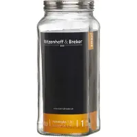 Ritzenhoff & Breker Voorraadpot "VIO", vierkant, 1,9 liter, van glas, met roestvrijstalen schroefdeksel, Opbergblikken, Transparant