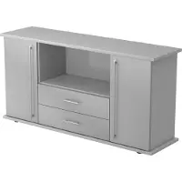 Hjh OFFICE PRO KAPA SB | Dressoir | met deuren + laden - Grijs/Zilver Sideboard Rail handvat (kunststof)
