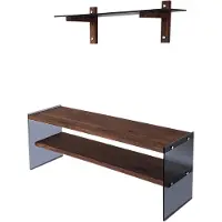 Skye Decor Locelso TV-meubel | 100% grenen massief hout | gehard glas | walnoot