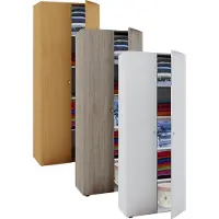 VCM Houten garderobe | 5 vakken | Afmetingen ca. B. 70 x H. 178 x D. 40 cm | 2 deuren | uitbreidbaar | Kast - Vandol