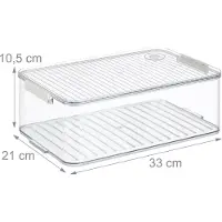 Relaxdays koelkast organizer - set van 2 - frigobakjes met deksel - datumwieltje - 10,5 x 21 x 33 cm