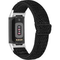 Strap-it Activity tracker bandje - elastisch nylon bandje geschikt voor Fitbit Charge 3 / Fitbit Charge 4 - zwart