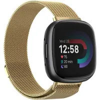 Strap-it Smartwatch bandje - Milanees bandje - geschikt voor Fitbit Versa 4 / Fitbit Sense 2 - goud - Maat: Maat S