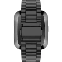 Bandz stalen band 'Classic' geschikt voor Fitbit Versa / Versa 2 - Hoogwaardig stalen materiaal smartwatchbandje - Gemakkelijk in te korten met de meegeleverde toolkit - zwart stalen bandje