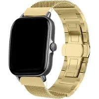 Strap-it Luxe metalen Milanese band geschikt voor Xiaomi Amazfit GTS 1-2-3-4 - Mini / Bip / Bip S / Bip Lite / Bip U Pro / Amazfit GTR 42mm - goud
