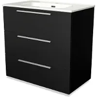 Maxaro Modulo Badkamermeubel met wastafel | 80 cm Mat zwart Vlak front Keramiek 3 lades