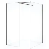 Maxaro Diamond Inloopdouche | 140x70 cm Zwart metaal Helder glas 2 vaste wanden