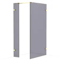 Maxaro Diamond Inloopdouche | 110x30 cm Lichtgoud Rookglas 2 vaste wanden