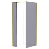 Maxaro Diamond Inloopdouche | 90x30 cm Lichtgoud Rookglas 2 vaste wanden