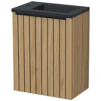 Maxaro Modulo Pico Toiletmeubel met wastafel | 40 cm Naturel fineer Strook front Quartz