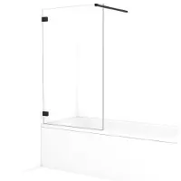 Maxaro Diamond Badwand 85cm Mat Zwart Helder Glas | Badwand | Badwand Glas | Badscherm | Glazen Badwand