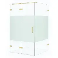 Maxaro Diamond Douchecabine | 110x110 cm Lichtgoud Helder met matte strook Draaideur Vierkant
