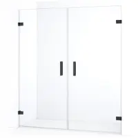 Maxaro Diamond Douchedeur | 175 cm Zwart chroom Helder glas Draaideur