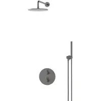 Maxaro Radius Regendouche Inbouw | Zwart metaal 25 cm Regendouche Thermostatisch