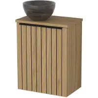 Maxaro Toiletmeubel met waskom | 41 cm Naturel fineer Strook front Blue stone Natuursteen waskom Naturel fineer blad
