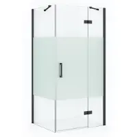 Maxaro Diamond Douchecabine | 110x80 cm Zwart chroom Helder met matte strook Draaideur Rechthoek