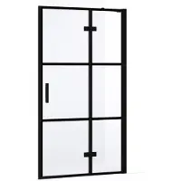 Maxaro Diamond Douchedeur | 100 cm Mat zwart Helder met 4 zwarte strepen Draaideur