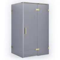 Maxaro Diamond Douchecabine | 110x100 cm Lichtgoud Rookglas Draaideur Rechthoek