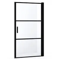Maxaro Diamond Douchedeur | 100 cm Mat zwart Helder met 4 zwarte strepen Draaideur
