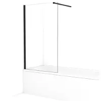 Maxaro Diamond Badwand 85 cm Mat Zwart Helder Glas | Badwand | Badwand Glas | Badscherm | Glazen Badwand