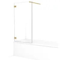 Maxaro Diamond Badwand 80cm Goud Helder Glas | Badwand | Badwand Glas | Badscherm | Glazen Badwand