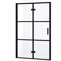 Maxaro Diamond Douchedeur | 120 cm Mat zwart Helder met 4 zwarte strepen Draaideur