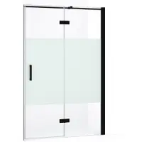 Maxaro Diamond Douchedeur | 120 cm Mat zwart Helder met matte strook Draaideur