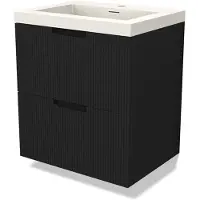 Maxaro Modulo Badkamermeubel met wastafel | 60 cm Mat zwart Lijn front Solid surface 2 lades onder elkaar