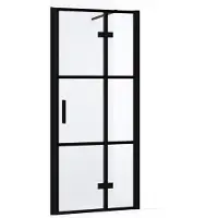 Maxaro Diamond Douchedeur | 80 cm Mat zwart Helder met 4 zwarte strepen Draaideur