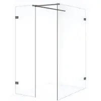 Maxaro Diamond Inloopdouche | 130x60 cm Zwart metaal Helder glas 2 vaste wanden