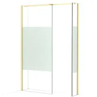 Maxaro Diamond Inloopdouche | 90x30 cm Lichtgoud Helder met matte strook 2 vaste wanden