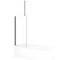 Maxaro Diamond Badwand 70cm Mat Zwart Helder Glas | Badwand | Badwand Glas | Badscherm | Glazen Badwand