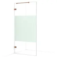 Maxaro Diamond Inloopdouche | 90 cm Koper Helder met matte strook Vaste wand