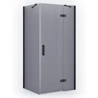 Maxaro Diamond Douchecabine | 110x80 cm Zwart chroom Rookglas Draaideur Rechthoek