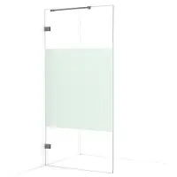 Maxaro Diamond Inloopdouche | 90 cm Zwart metaal Helder met matte strook Vaste wand