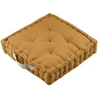 Stof Textile Vloerkussen DUO - mosterdgeel - katoen - 45 x 45 x 10 cm - vierkant - Extra dik - extra zitplaatsen - spelen - gamen - relaxen