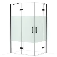 Maxaro Diamond Douchecabine | 120x90 cm Mat zwart Helder met matte strook Draaideur Rechthoek