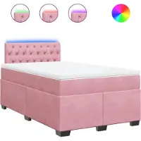 vidaXL Boxspring met matras fluweel roze 120x200 cm