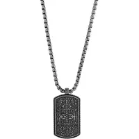 Frank 1967 7FN-0025 Stalen Ketting met Hanger - Heren - Staal - Plaatje - Dog Tag - 35 x 21 mm - Vossenstaart Schakel - 60cm - Antique - Antraciet - Cadeau voor mannen