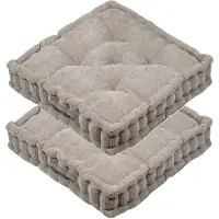 Stof Textile Vloerkussen Ribcord - 2x - taupe - polyester - 45 x 45 x 10 cm - vierkant - Extra dik - extra zitplaatsen - spelen - gamen - relaxen