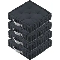Stof Textile Vloerkussen DUO - 4x - antraciet - katoen - 45 x 45 x 10 cm - vierkant - Extra dik - extra zitplaatsen - spelen - gamen - relaxen