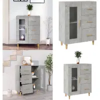 vidaXL Dressoir 69,5x34x90 cm bewerkt hout betongrijs - Dressoir - Dressoirs - Kast - Wandkast