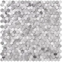 BES LED Zelfklevende Mozaïek Tegel - Afimera Mini Hexagon - Geborsteld Zilver - 308x298x4mm