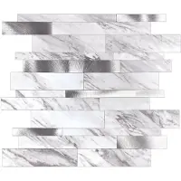 BES LED Zelfklevende Mozaïek Tegel - Afimera Alu Wildverband - Marmerlook Natuursteen Wit - 303x298x4mm