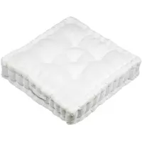 Stof Textile Vloerkussen Ribcord - wit - polyester - 45 x 45 x 10 cm - vierkant - Extra dik - extra zitplaatsen - spelen - gamen - relaxen