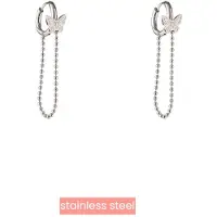 Go Dutch Label Oorknoppen Butterfly Hoop Chain Zilver