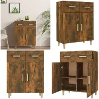 vidaXL Dressoir 69,5x34x89 cm bewerkt hout gerookt eikenkleurig - Dressoir - Dressoirs - Kast - Wandkast